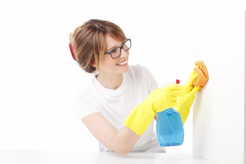 Stain removal treatment on a sofa during upholstery cleaning
